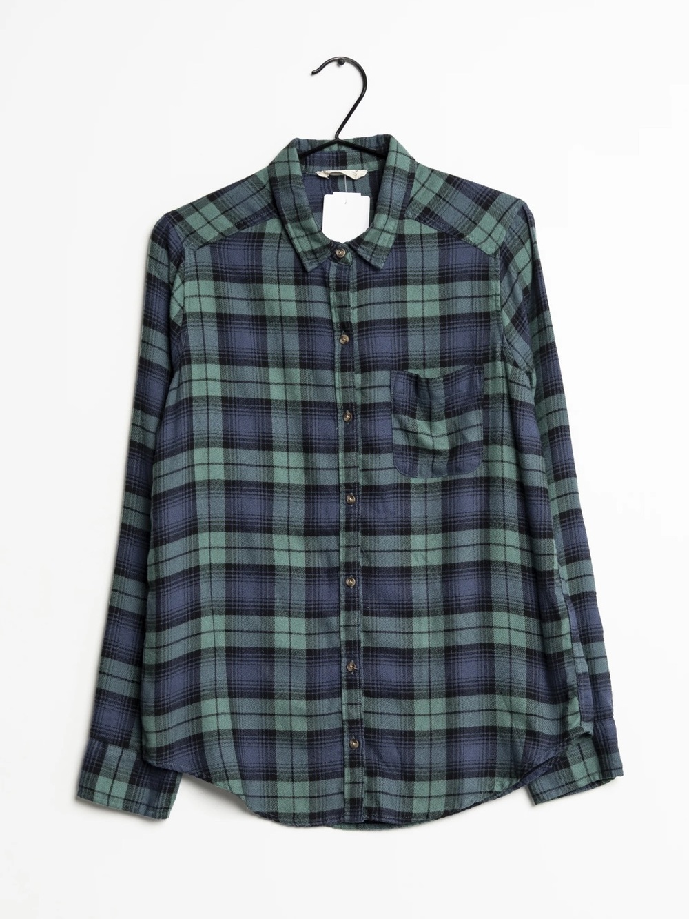 Hollister Green & Navy Plaid Button-Down Shirt